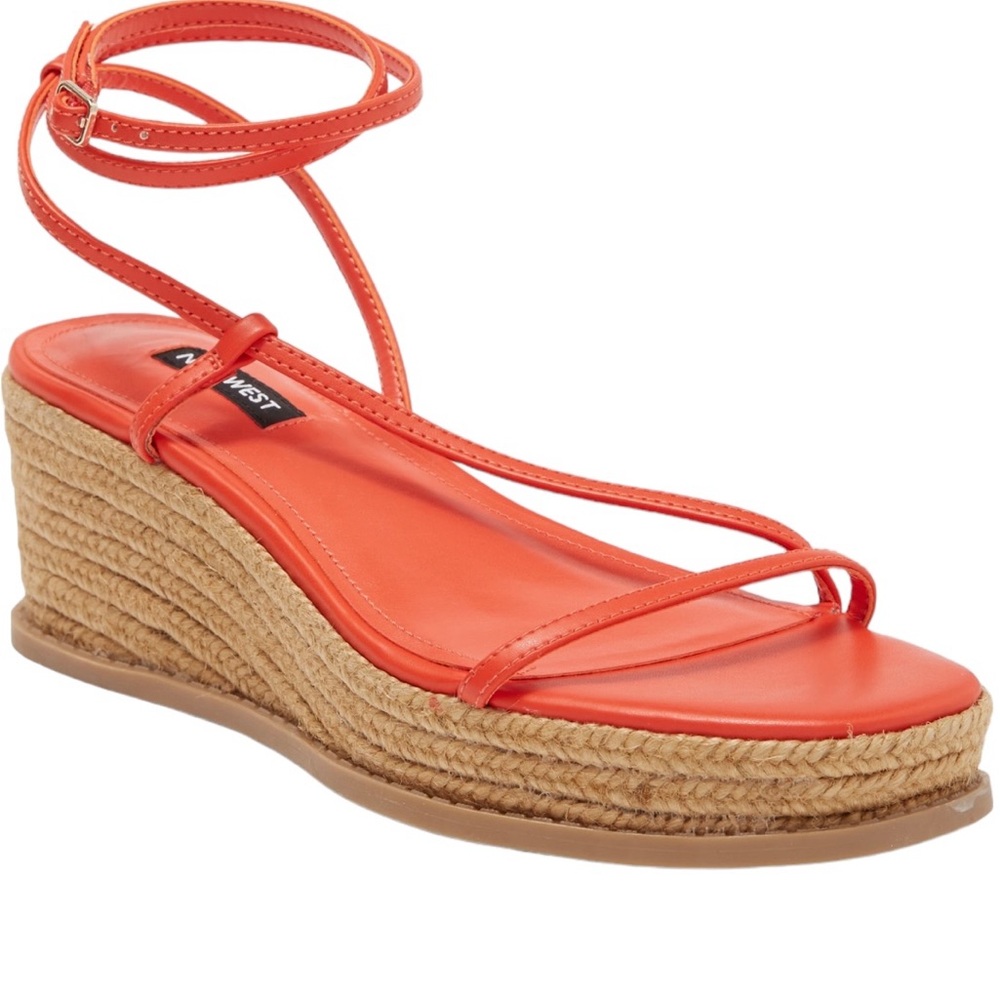 Nine West Alex Wedge Sandal in Orange size 9 NWOB